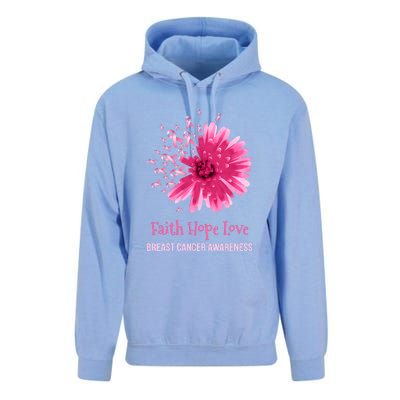 Flower Faith Hope Love Funny Breast Cancer Awareness Unisex Surf Hoodie