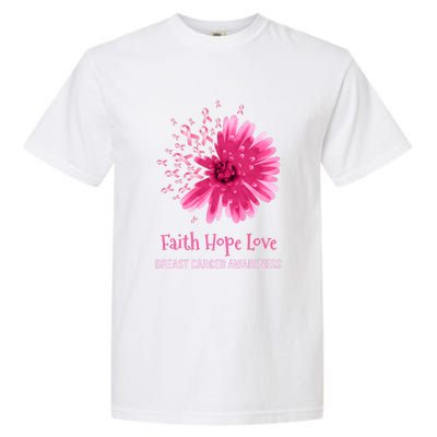 Flower Faith Hope Love Funny Breast Cancer Awareness Garment-Dyed Heavyweight T-Shirt