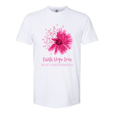 Flower Faith Hope Love Funny Breast Cancer Awareness Softstyle CVC T-Shirt