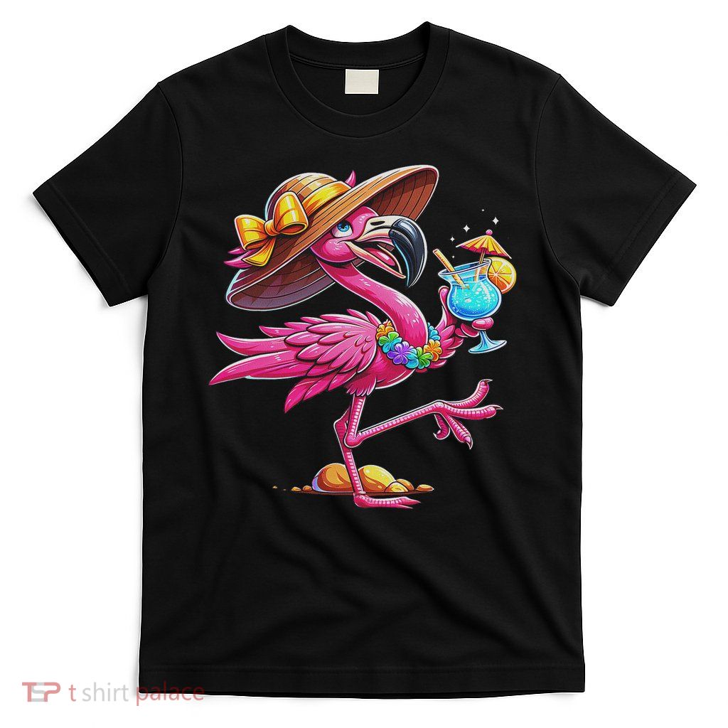 Funny Flamingo Hawaiian Summer Tropical Luau Women T-Shirt