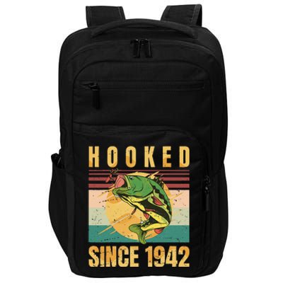 Fishing Fisherman Hooked Since 1942 Vintage Retro Gift Impact Tech Backpack