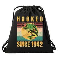 Fishing Fisherman Hooked Since 1942 Vintage Retro Gift Drawstring Bag