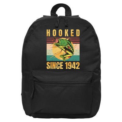 Fishing Fisherman Hooked Since 1942 Vintage Retro Gift 16 in Basic Backpack