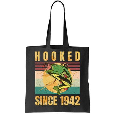 Fishing Fisherman Hooked Since 1942 Vintage Retro Gift Tote Bag