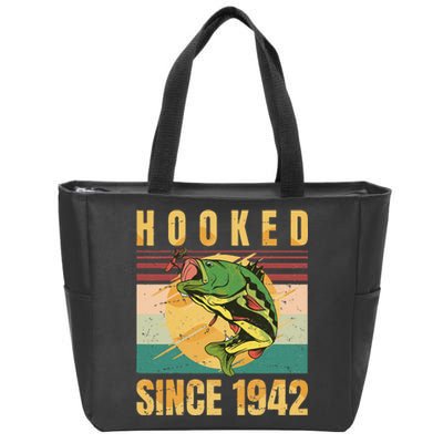 Fishing Fisherman Hooked Since 1942 Vintage Retro Gift Zip Tote Bag