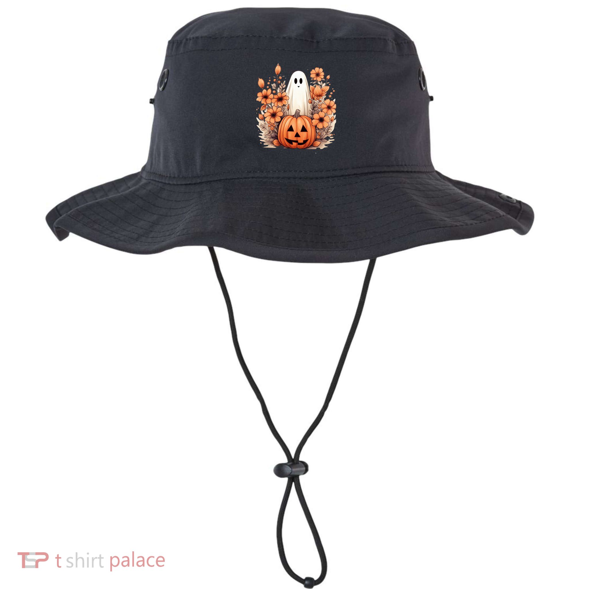 Fall Floral Halloween Ghost In Flower Pumpkin Patch Gift Bucket Hat