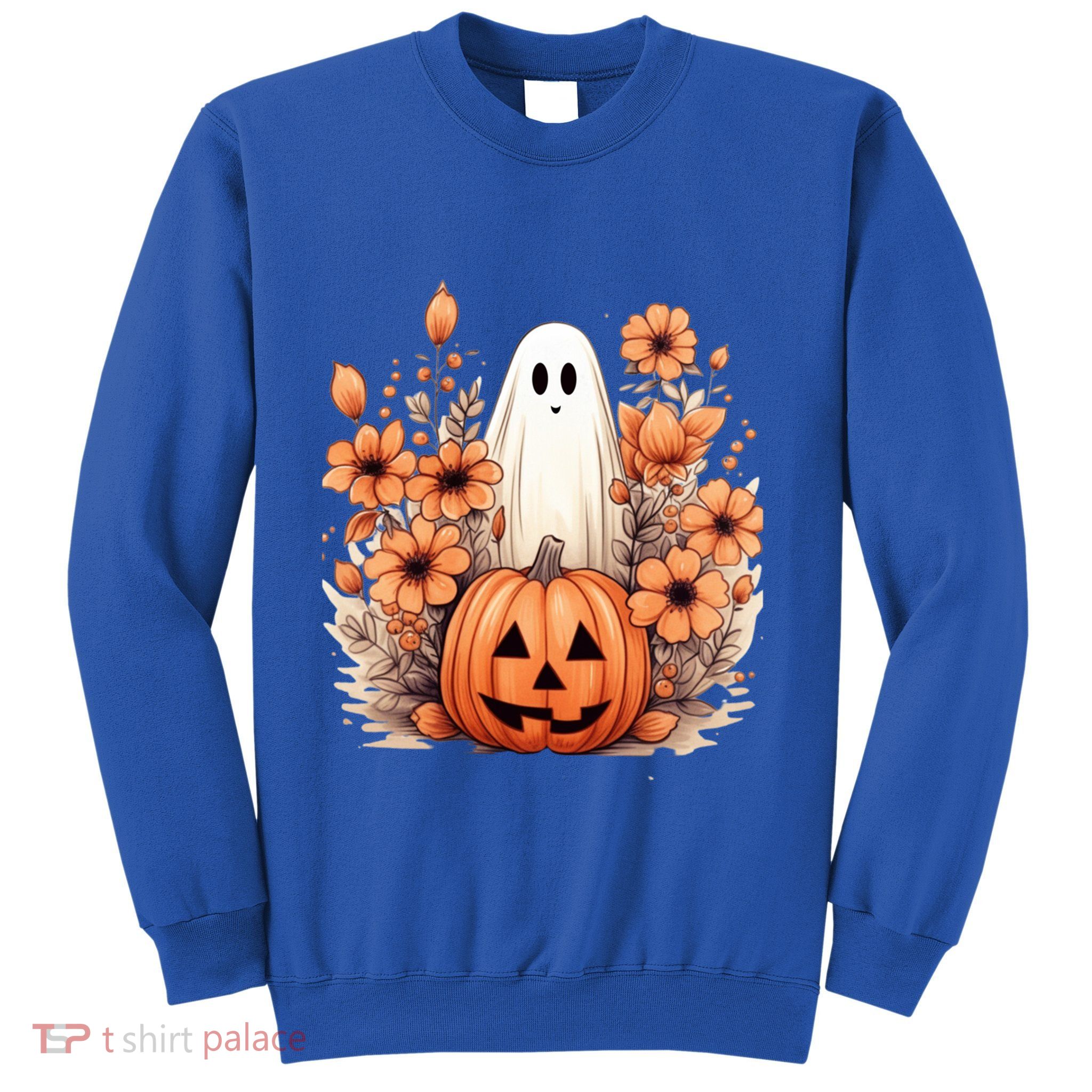 Fall Floral Halloween Ghost In Flower Pumpkin Patch Gift Sweatshirt