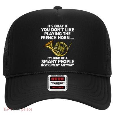 Funny French Horn Art Hornist Jazz Music Lover High Crown Mesh Back Trucker Hat