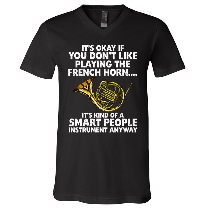 Funny French Horn Art Hornist Jazz Music Lover V-Neck T-Shirt