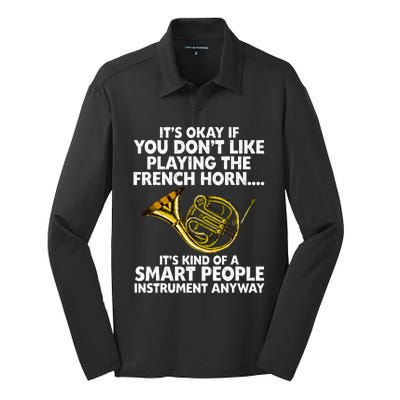 Funny French Horn Art Hornist Jazz Music Lover Silk Touch Performance Long Sleeve Polo