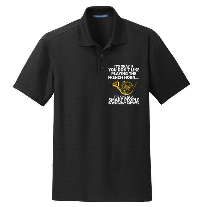 Funny French Horn Art Hornist Jazz Music Lover Dry Zone Grid Polo