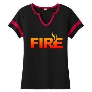 Funny Fire Halloween Costume Family Matching Ladies Halftime Notch Neck Tee