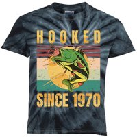 Fishing Fisherman Hooked Since 1970 Vintage Retro Gift Kids Tie-Dye T-Shirt