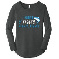 Funny Fisherman Here Fishy Fishing Women's Perfect Tri Tunic Long Sleeve Shirt