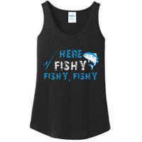 Funny Fisherman Here Fishy Fishing Ladies Essential Tank