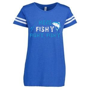 Funny Fisherman Here Fishy Fishing Enza Ladies Jersey Football T-Shirt