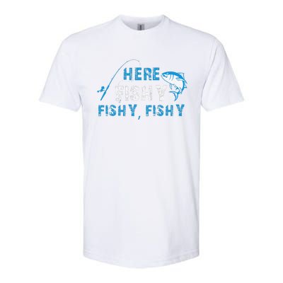 Funny Fisherman Here Fishy Fishing Softstyle® CVC T-Shirt