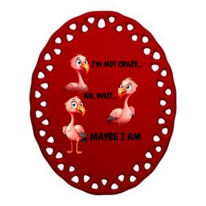 Funny Flamingo Humor Ceramic Oval Ornament