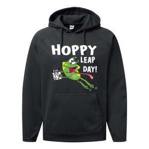 Funny Frog Hoppy Leap Day February 29 Leap Year Birthday Performance Fleece Hoodie