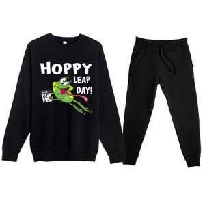 Funny Frog Hoppy Leap Day February 29 Leap Year Birthday Premium Crewneck Sweatsuit Set