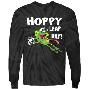 Funny Frog Hoppy Leap Day February 29 Leap Year Birthday Tie-Dye Long Sleeve Shirt