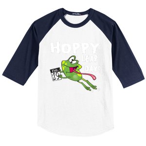 Funny Frog Hoppy Leap Day February 29 Leap Year Birthday Baseball Sleeve Shirt