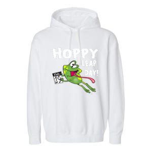 Funny Frog Hoppy Leap Day February 29 Leap Year Birthday Garment-Dyed Fleece Hoodie