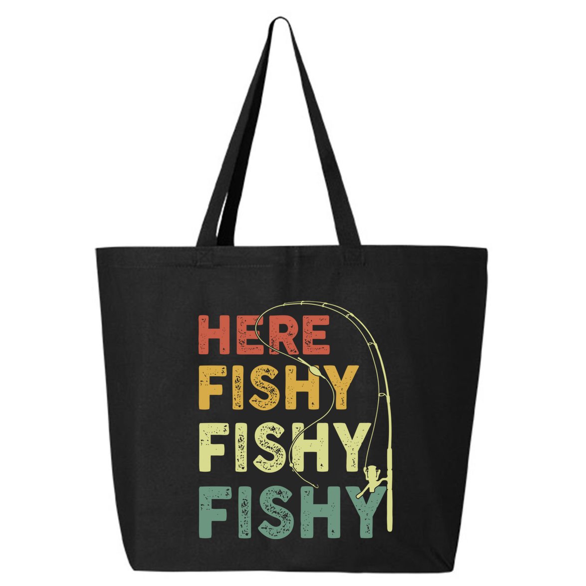 Funny Fishinggift Herefishy Bass Fish Dad Gift 25L Jumbo Tote