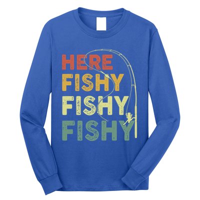 Funny Fishinggift Herefishy Bass Fish Dad Gift Long Sleeve Shirt
