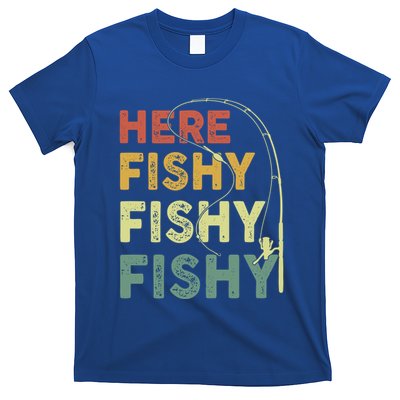 Funny Fishinggift Herefishy Bass Fish Dad Gift T-Shirt