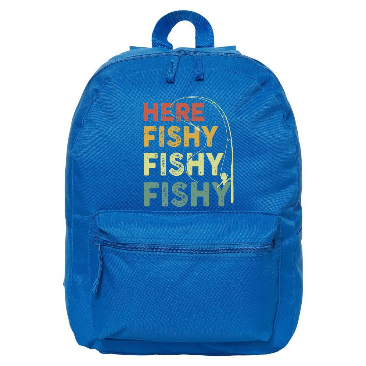 Funny Fishinggift Herefishy Bass Fish Dad Gift 16 in Basic Backpack