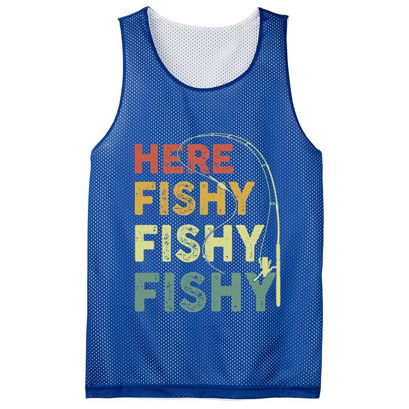 Funny Fishinggift Herefishy Bass Fish Dad Gift Mesh Reversible Basketball Jersey Tank