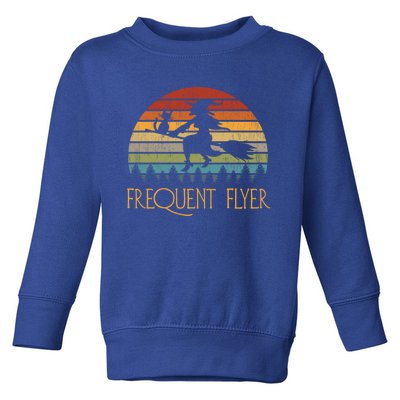 Frequent Flyer Halloween Witch Cat Broom Vintage Gift Toddler Sweatshirt