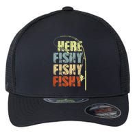 Funny Fishing Herefishy Graphic Flexfit Unipanel Trucker Cap