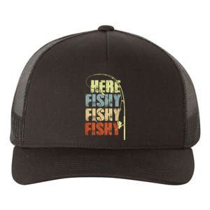 Funny Fishing Herefishy Graphic Yupoong Adult 5-Panel Trucker Hat