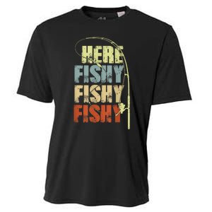 Funny Fishing Herefishy Graphic Cooling Performance Crew T-Shirt