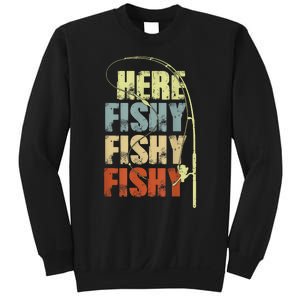 Funny Fishing Herefishy Graphic Sweatshirt