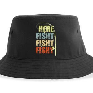 Funny Fishing Herefishy Graphic Sustainable Bucket Hat