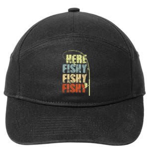 Funny Fishing Herefishy Graphic 7-Panel Snapback Hat