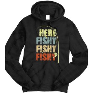 Funny Fishing Herefishy Graphic Tie Dye Hoodie