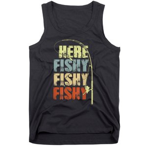 Funny Fishing Herefishy Graphic Tank Top