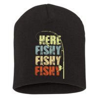 Funny Fishing Herefishy Graphic Short Acrylic Beanie