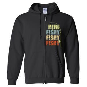 Funny Fishing Herefishy Graphic Full Zip Hoodie