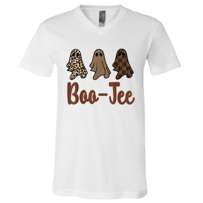 Funny Fall Halloween Ghost Boujee BooJee Spooky Season Cute V-Neck T-Shirt