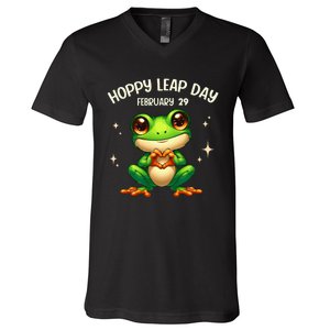 Funny Frog Hoppy Leap Day February 29 Hoppy Leap Day V-Neck T-Shirt