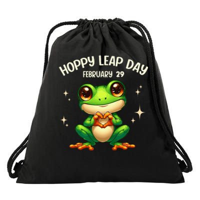 Funny Frog Hoppy Leap Day February 29 Hoppy Leap Day Drawstring Bag