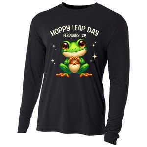 Funny Frog Hoppy Leap Day February 29 Hoppy Leap Day Cooling Performance Long Sleeve Crew