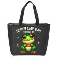 Funny Frog Hoppy Leap Day February 29 Hoppy Leap Day Zip Tote Bag