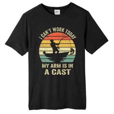 Funny Fisherman I Can't Work Today My Arm Is in a Cast  Tall Fusion ChromaSoft Performance T-Shirt