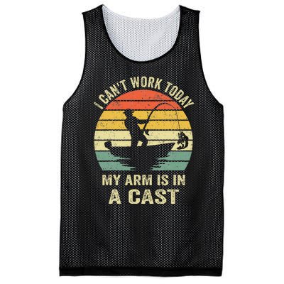 Funny Fisherman I Can't Work Today My Arm Is in a Cast  Mesh Reversible Basketball Jersey Tank